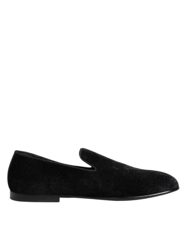 Dolce & Gabbana Black Jacquard Loafers Formal Men Dress Shoes – Image 7