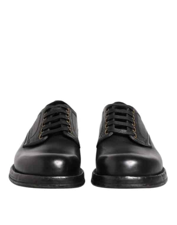 Dolce & Gabbana Black Leather Lace Up Derby Formal Shoes – Image 2