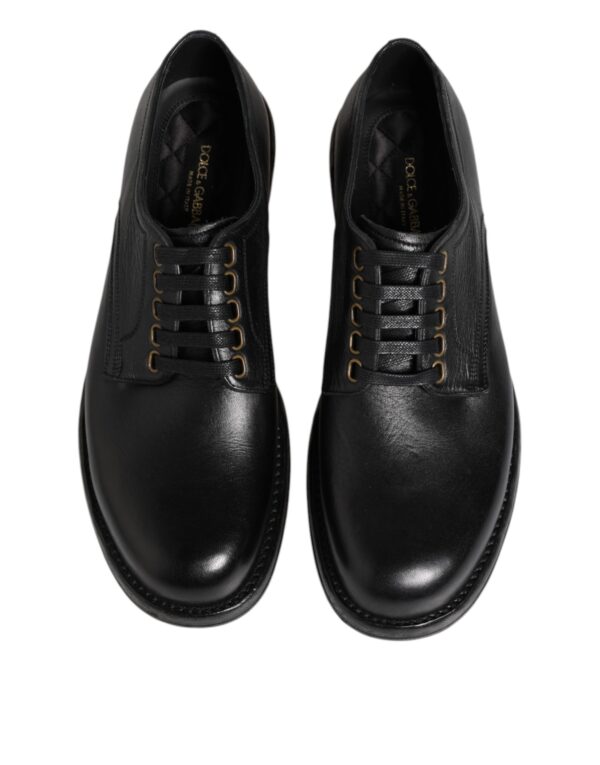 Dolce & Gabbana Black Leather Lace Up Derby Formal Shoes – Image 3