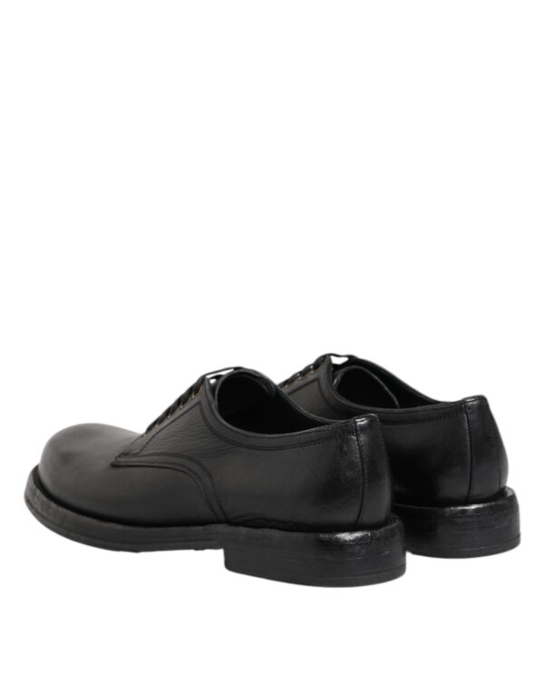 Dolce & Gabbana Black Leather Lace Up Derby Formal Shoes – Image 5