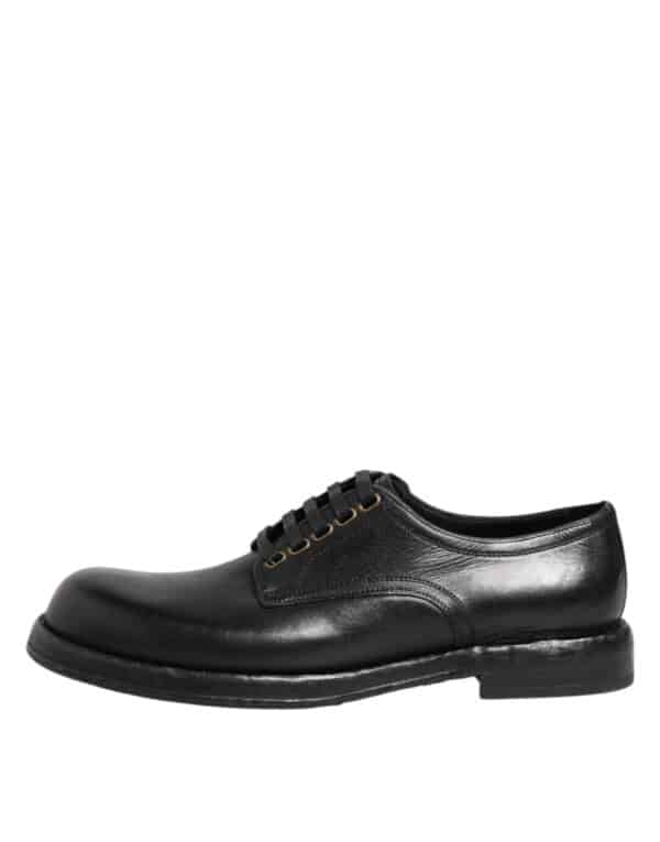 Dolce & Gabbana Black Leather Lace Up Derby Formal Shoes – Image 6