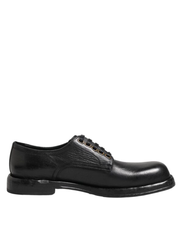 Dolce & Gabbana Black Leather Lace Up Derby Formal Shoes – Image 7