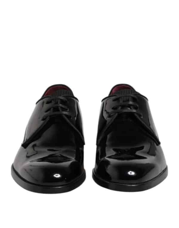 Dolce & Gabbana Black Leather Lace Up Men Derby Formal Shoes – Image 2