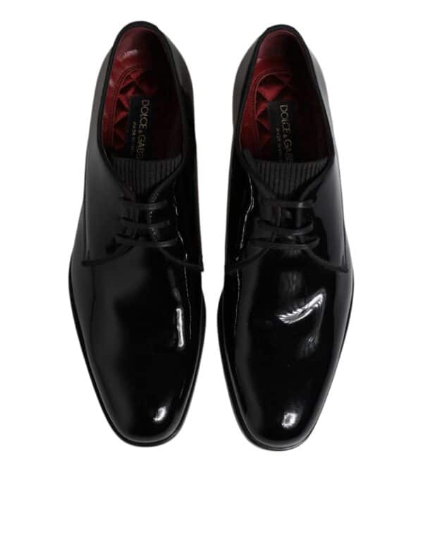Dolce & Gabbana Black Leather Lace Up Men Derby Formal Shoes – Image 3