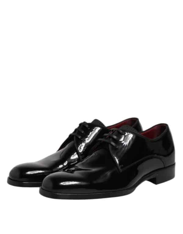 Dolce & Gabbana Black Leather Lace Up Men Derby Formal Shoes – Image 4