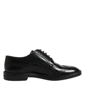 Dolce & Gabbana Black Leather Lace Up Men Derby Formal Shoes