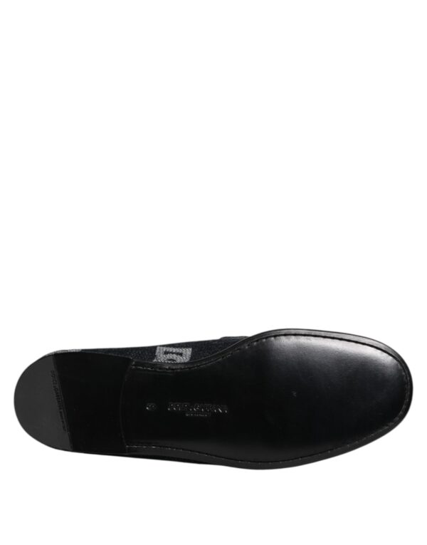 Dolce & Gabbana Blue Logo Cotton Loafers Formal Dress Shoes – Image 8