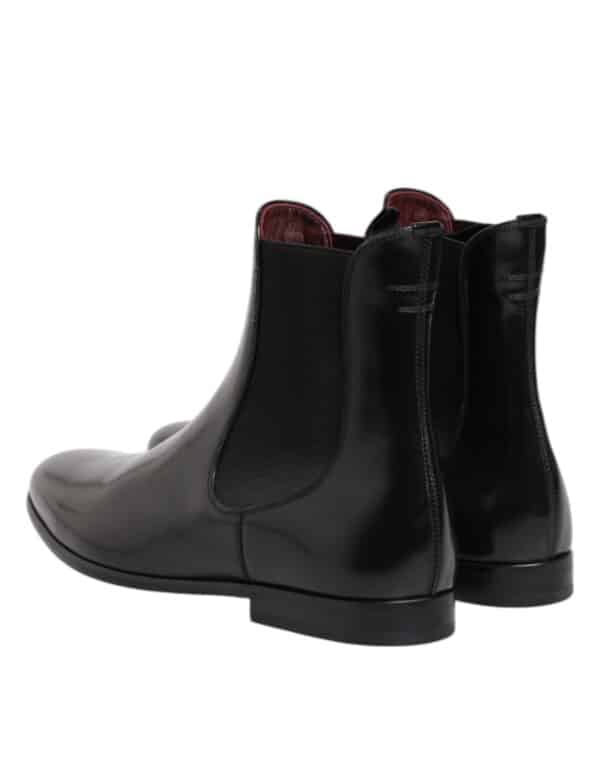 Dolce & Gabbana Black Chelsea Slip On Mid Calf Boots Shoes – Image 5