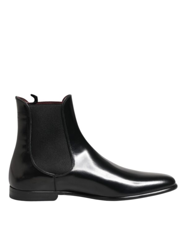 Dolce & Gabbana Black Chelsea Slip On Mid Calf Boots Shoes – Image 7