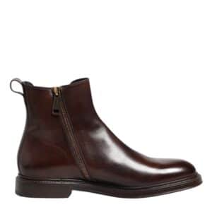 Dolce & Gabbana Brown Chelsea Leather Mid Calf Boots Shoes