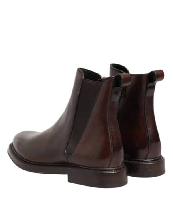 Dolce & Gabbana Brown Chelsea Leather Mid Calf Boots Shoes – Image 4