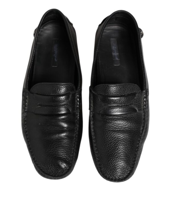 Dolce & Gabbana Black Leather Slip On Mocassin Loafer Shoes – Image 3