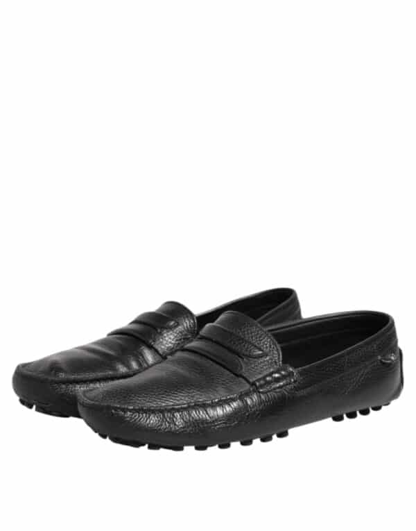 Dolce & Gabbana Black Leather Slip On Mocassin Loafer Shoes – Image 4