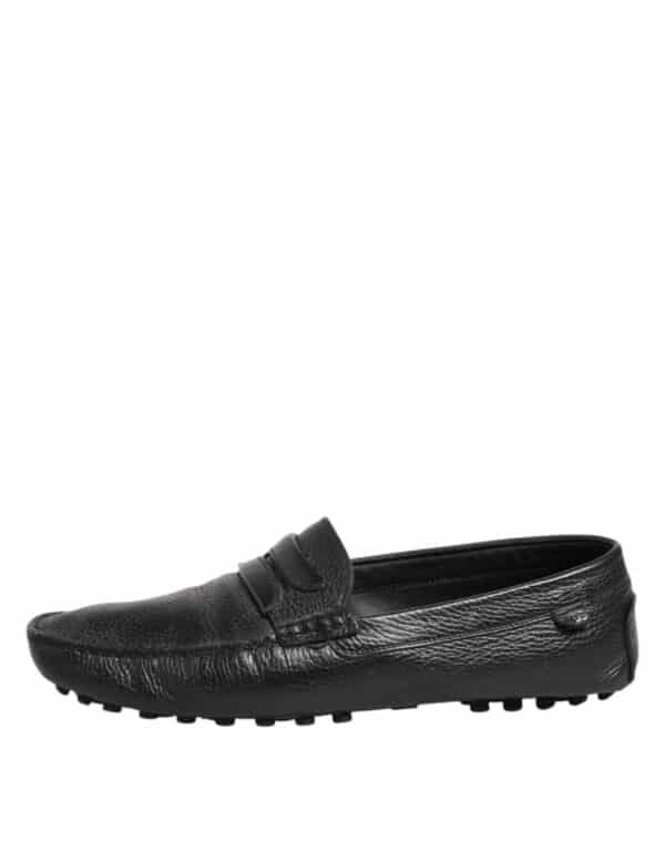 Dolce & Gabbana Black Leather Slip On Mocassin Loafer Shoes – Image 6
