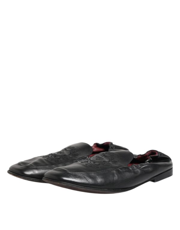 Dolce & Gabbana Black Leather Slip On Men Flat Loafers Shoes – Image 4