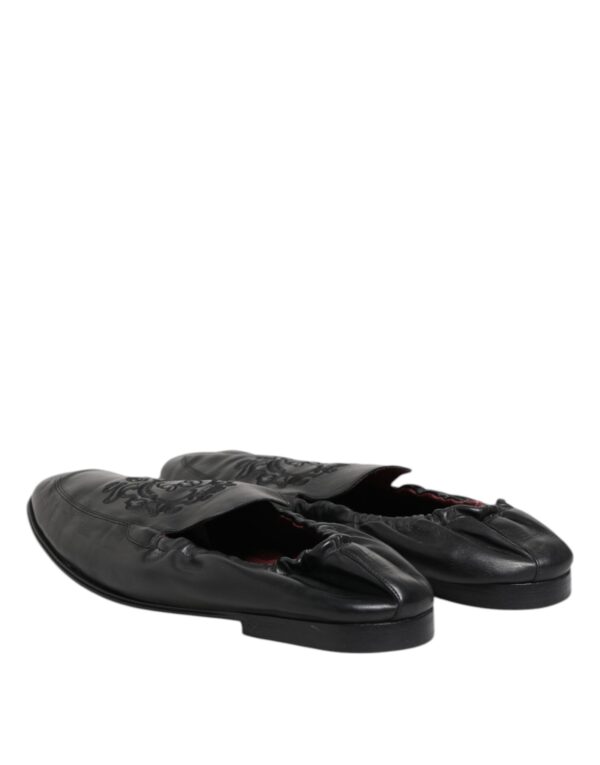 Dolce & Gabbana Black Leather Slip On Men Flat Loafers Shoes – Image 5