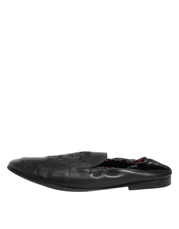 Dolce & Gabbana Black Leather Slip On Men Flat Loafers Shoes – Image 6