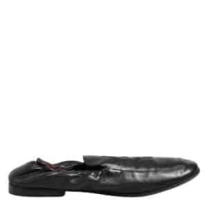 Dolce & Gabbana Black Leather Slip On Men Flat Loafers Shoes