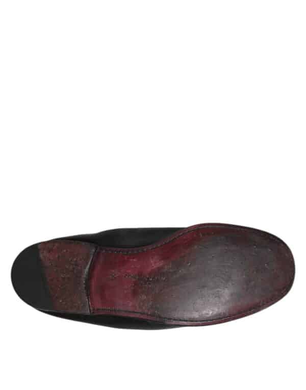 Dolce & Gabbana Black Leather Slip On Men Flat Loafers Shoes – Image 8