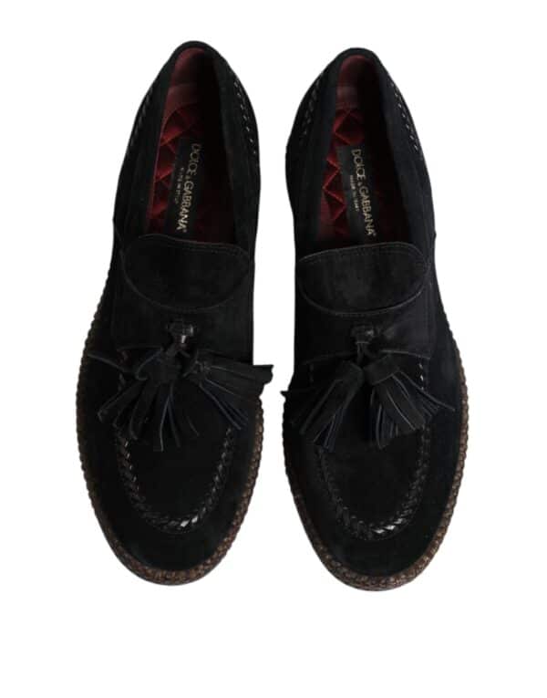 Dolce & Gabbana Black Suede Tassel Embellished Loafers Shoes – Image 3