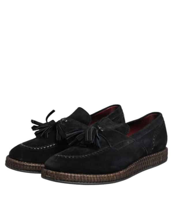 Dolce & Gabbana Black Suede Tassel Embellished Loafers Shoes – Image 4