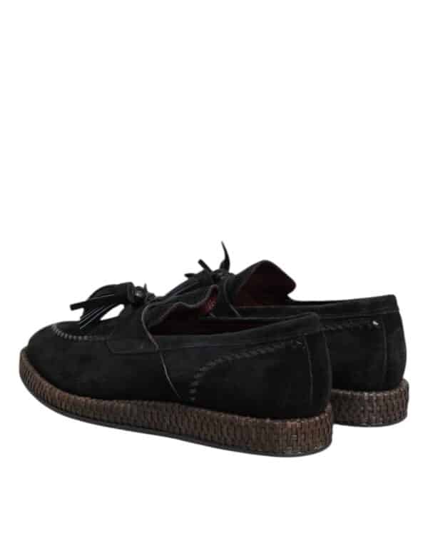 Dolce & Gabbana Black Suede Tassel Embellished Loafers Shoes – Image 5