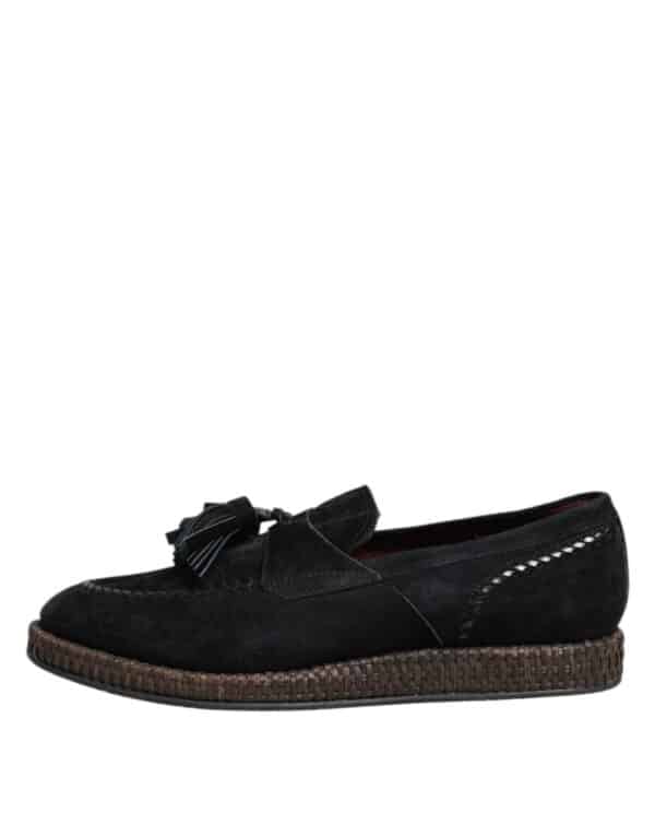 Dolce & Gabbana Black Suede Tassel Embellished Loafers Shoes – Image 6