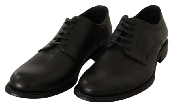 Dolce & Gabbana Black Lace Up Leather Men Formal Derby Shoes – Image 6