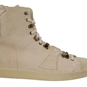 Dolce & Gabbana White Leather Lace Up Mens Boots
