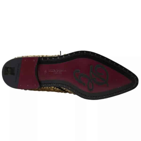 Dolce & Gabbana Black Gold Embellished Derby Shoes – Image 4