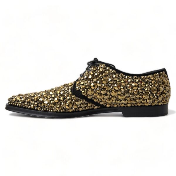 Dolce & Gabbana Black Gold Embellished Derby Shoes – Image 5