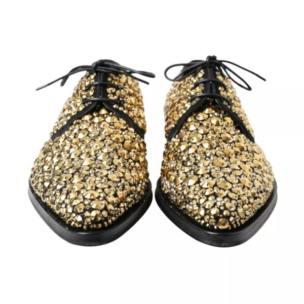 Dolce & Gabbana Black Gold Embellished Derby Shoes – Image 8