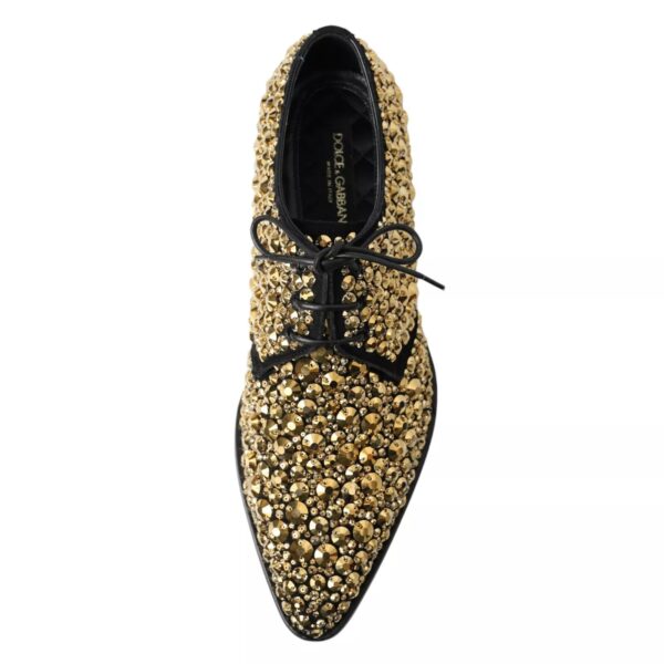 Dolce & Gabbana Black Gold Embellished Derby Shoes – Image 3