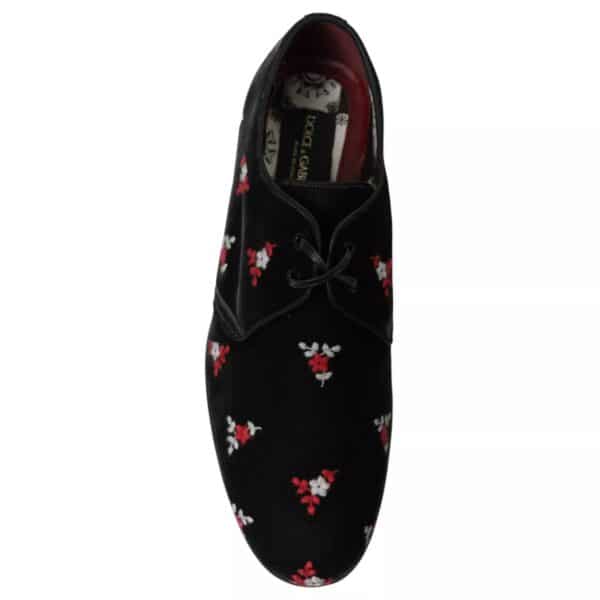 Dolce & Gabbana Black Floral Velvet Formal Dress – Image 2