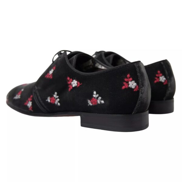Dolce & Gabbana Black Floral Velvet Formal Dress – Image 5