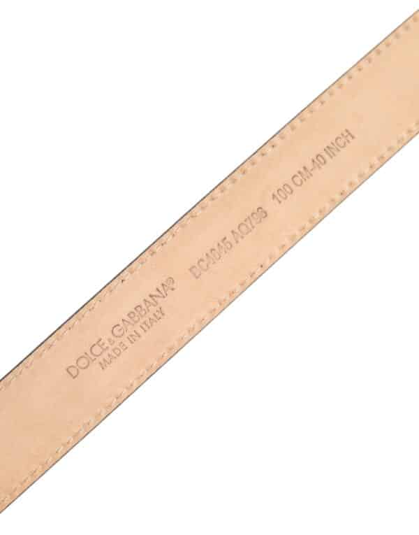 Dolce & Gabbana Metallic Leather Silver Tone Logo Buckle Belt – Image 5