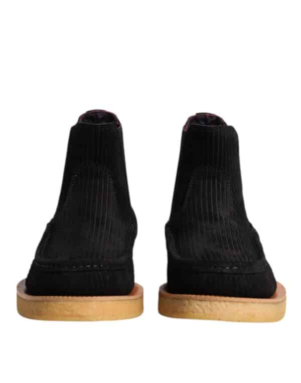 Dolce & Gabbana Black Calf Suede Slip On Ankle Boots Shoes – Image 2