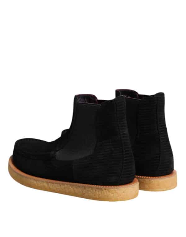 Dolce & Gabbana Black Calf Suede Slip On Ankle Boots Shoes – Image 5