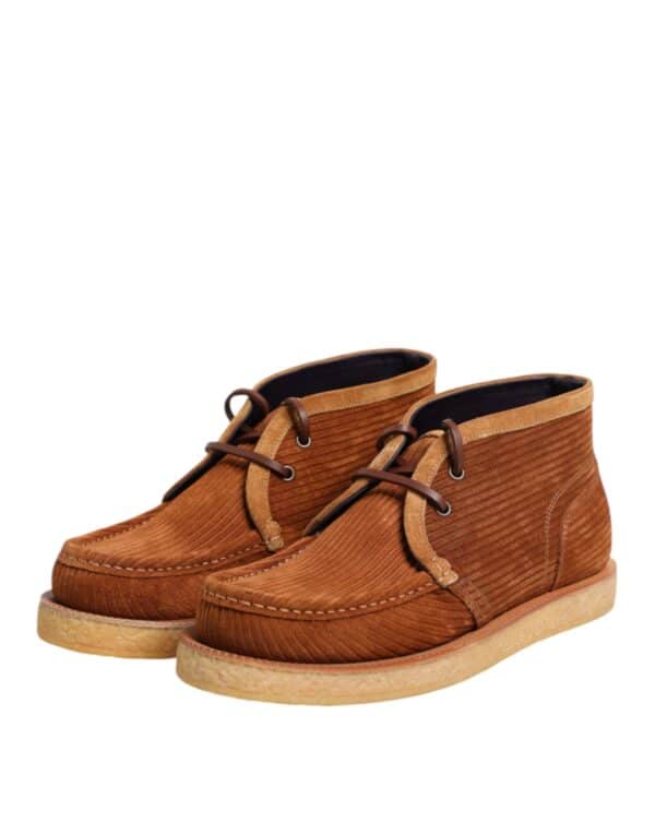 Dolce & Gabbana Brown Suede Nubuck Leather Desert Ankle Boots Shoes – Image 4