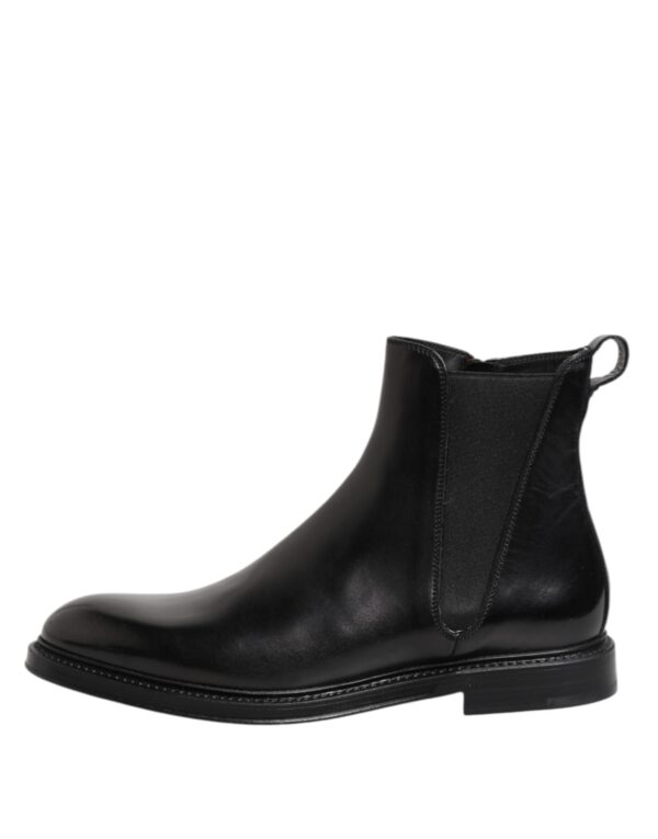 Dolce & Gabbana Black Chelsea Leather Mid Calf Boots Shoes – Image 6