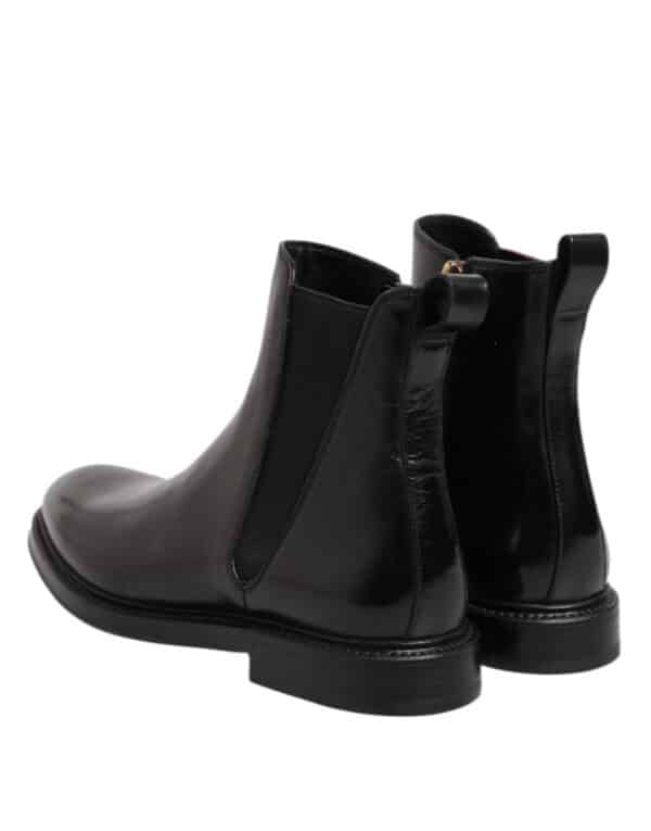 Dolce & Gabbana Black Chelsea Leather Mid Calf Boots Shoes – Image 5