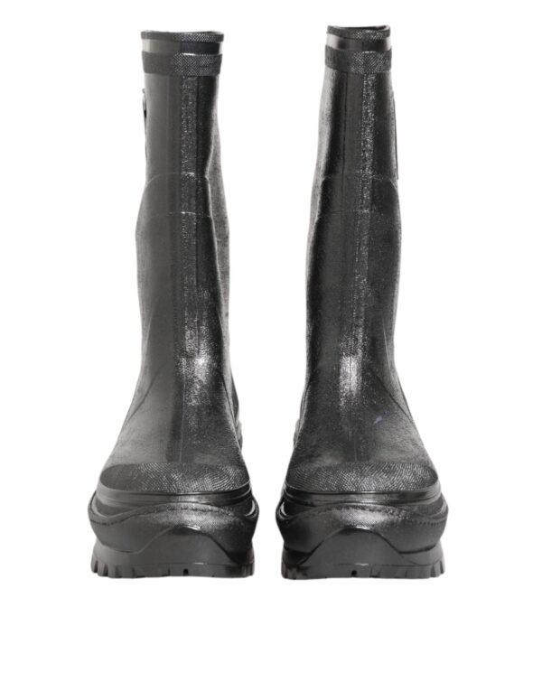Dolce & Gabbana Metallic Gray Pull On Rain Boots Shoes – Image 2