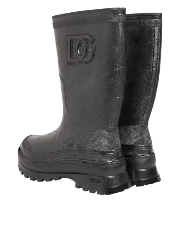 Dolce & Gabbana Metallic Gray Pull On Rain Boots Shoes – Image 5