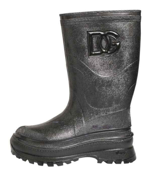 Dolce & Gabbana Metallic Gray Pull On Rain Boots Shoes – Image 6