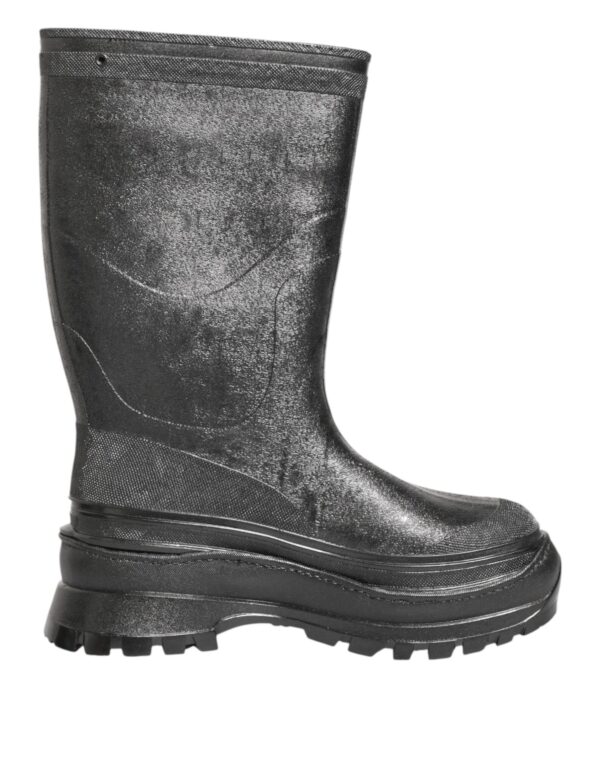 Dolce & Gabbana Metallic Gray Pull On Rain Boots Shoes – Image 7