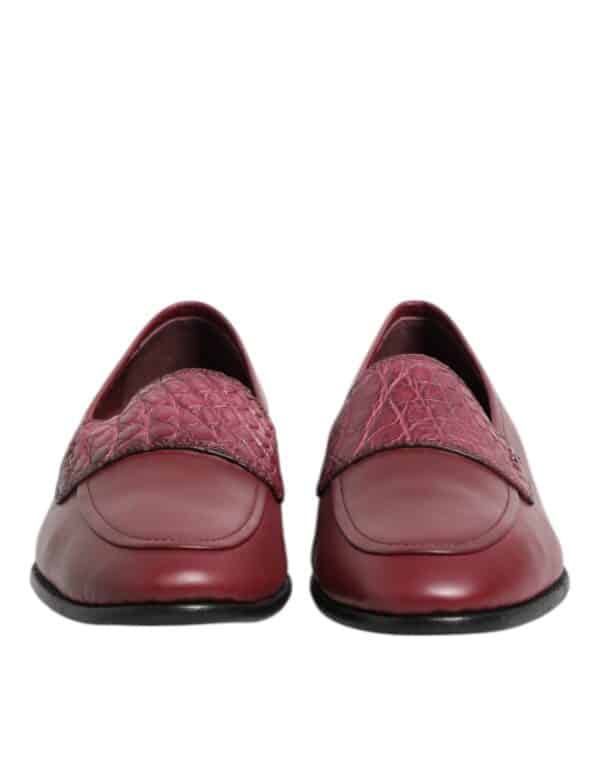 Dolce & Gabbana Burgundy Leather Formal Slip On Shoes – Image 2