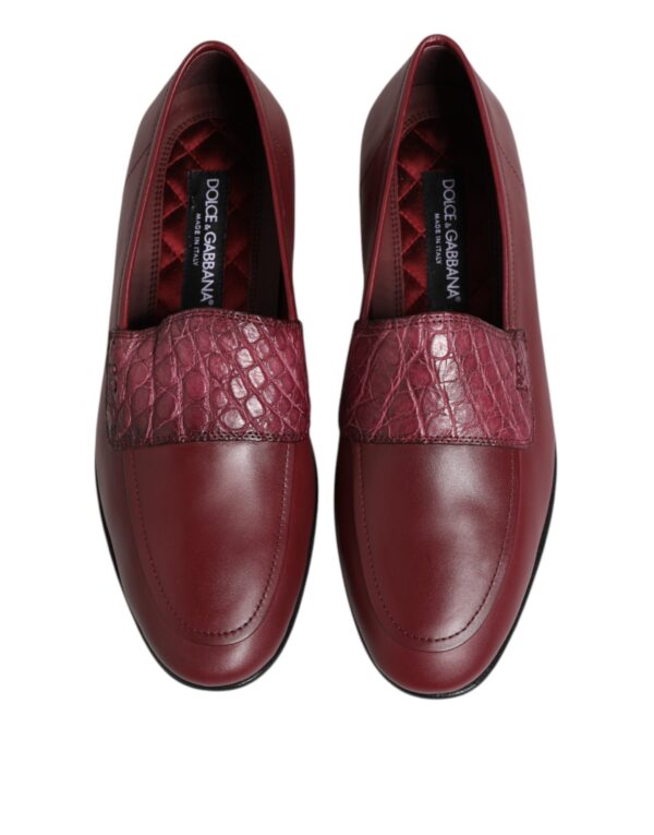 Dolce & Gabbana Burgundy Leather Formal Slip On Shoes – Image 3