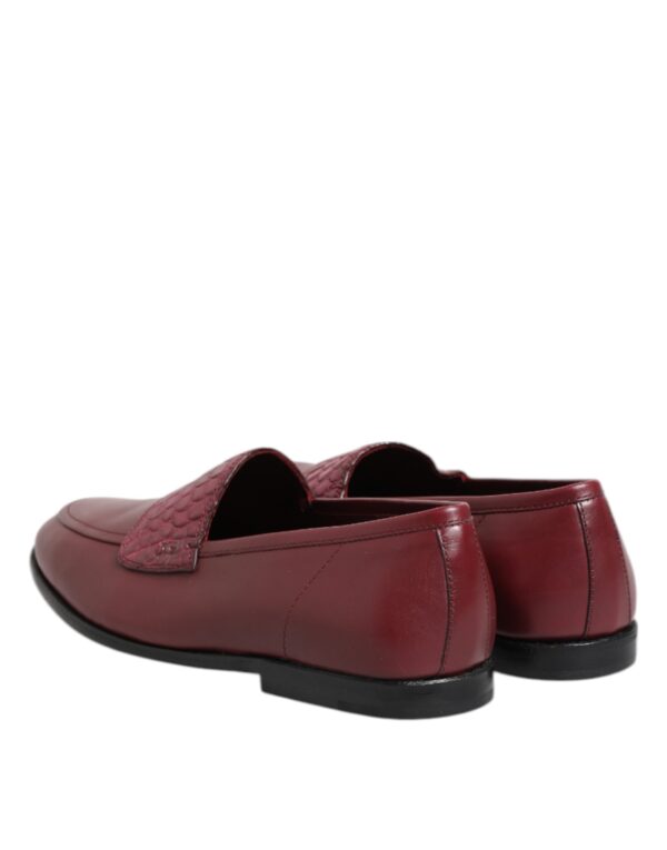 Dolce & Gabbana Burgundy Leather Formal Slip On Shoes – Image 5