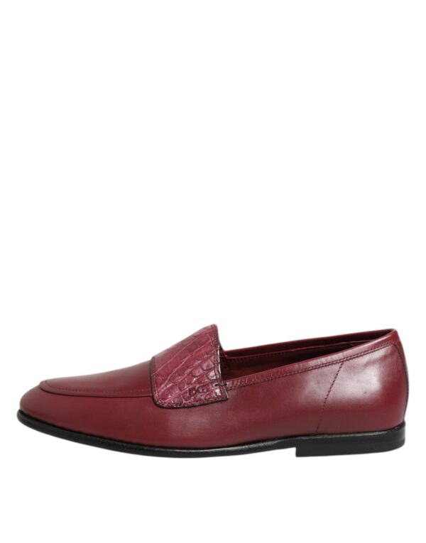Dolce & Gabbana Burgundy Leather Formal Slip On Shoes – Image 6