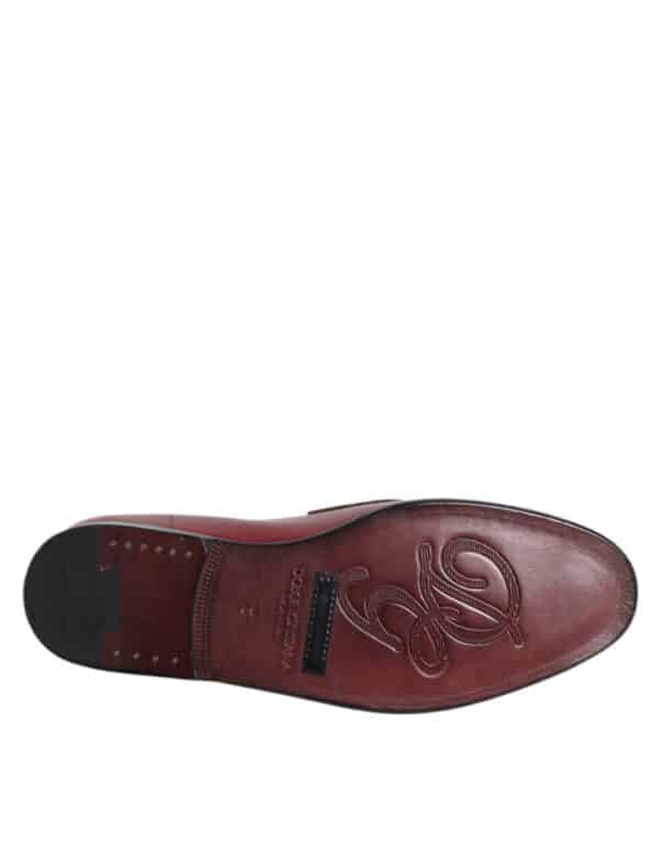 Dolce & Gabbana Burgundy Leather Formal Slip On Shoes – Image 8